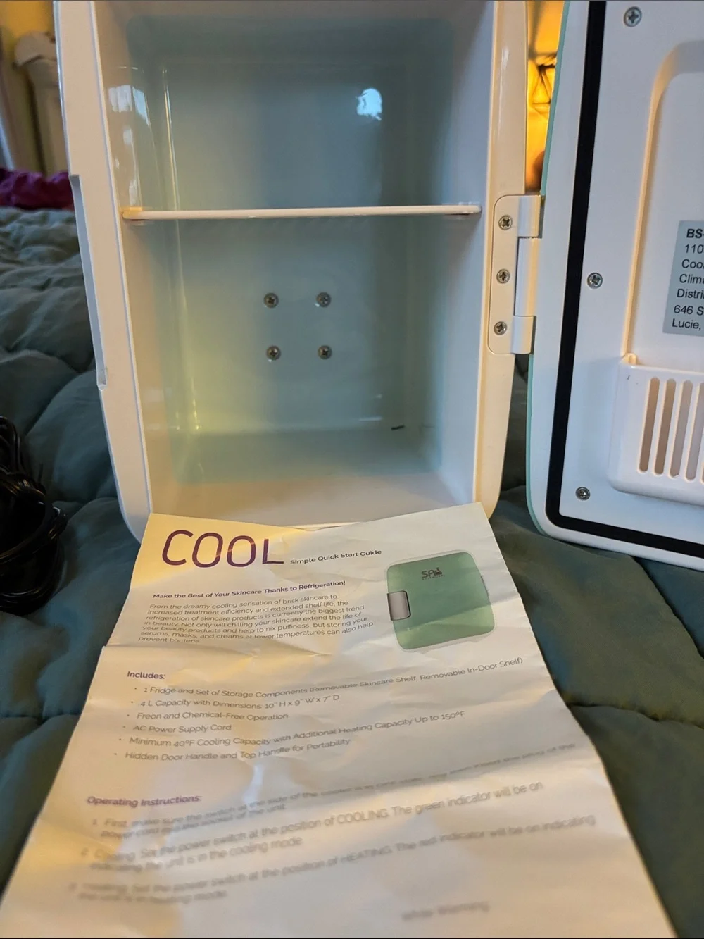 Spa Sciences Mini Fridge in Mint Green